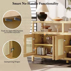 Meuble de rangement buffet en rotin style bohème avec cadre en bois massif