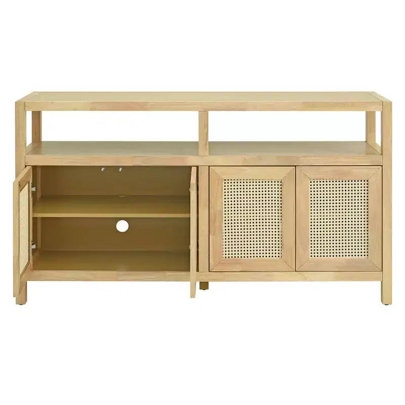 Meuble de rangement buffet en rotin style bohème avec cadre en bois massif