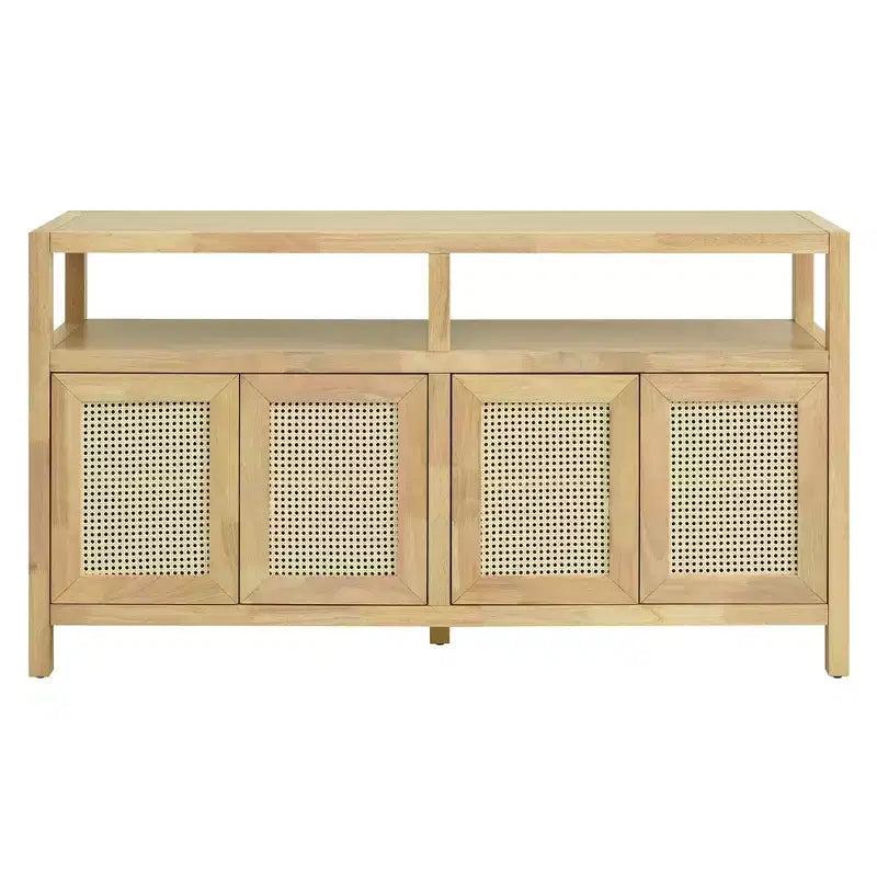 Meuble de rangement buffet en rotin style bohème avec cadre en bois massif