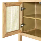 Meuble de rangement buffet en rotin style bohème avec cadre en bois massif