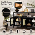 Meuble de rangement buffet en rotin style bohème avec cadre en bois massif