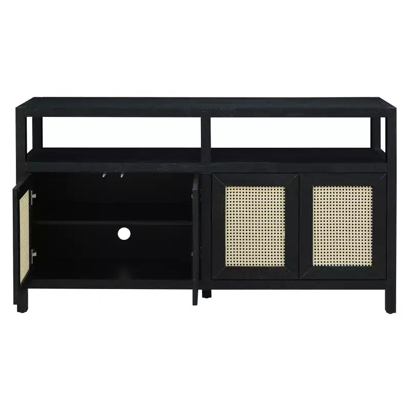 Meuble de rangement buffet en rotin style bohème avec cadre en bois massif