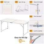 Table pliante rectangulaire réglable de 120,65 cm