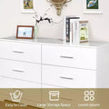 Karl Home 6-Drawer White Particle Board 47.24in. W Chest of Drawer
