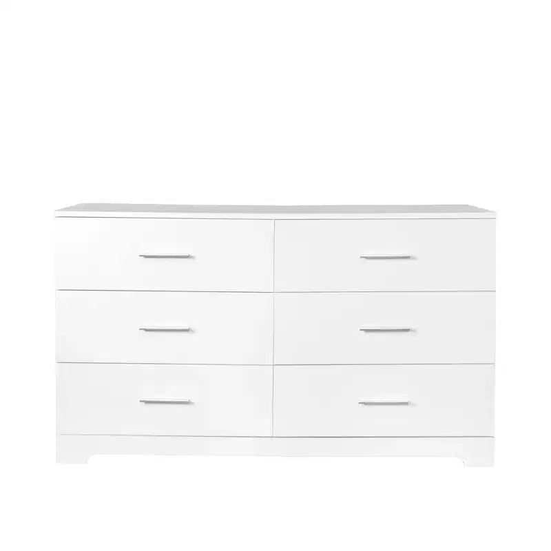 Commode 6 tiroirs en panneaux de particules blancs de 120 cm de large