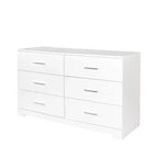 Commode 6 tiroirs en panneaux de particules blancs de 120 cm de large