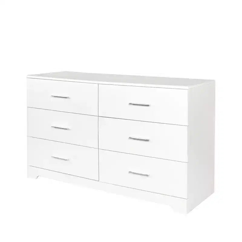 Commode 6 tiroirs en panneaux de particules blancs de 120 cm de large