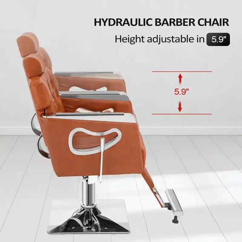 Fauteuil de coiffure inclinable multi-usage robuste avec appui-tête marron