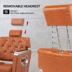 Fauteuil de coiffure inclinable multi-usage robuste avec appui-tête marron