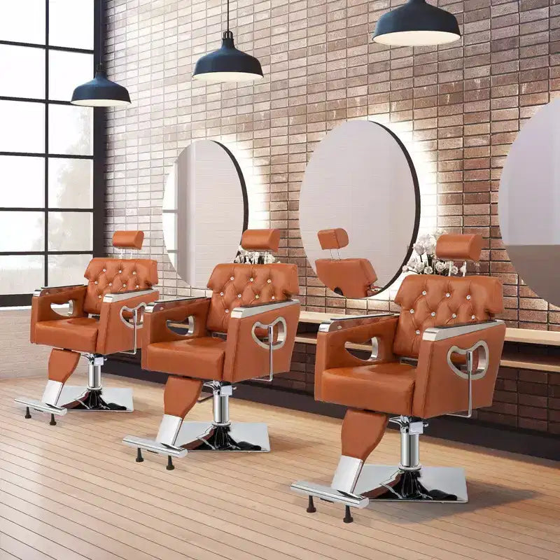 Fauteuil de coiffure inclinable multi-usage robuste avec appui-tête marron