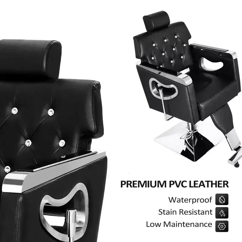 Fauteuil de coiffure inclinable multi-usage robuste avec appui-tête marron