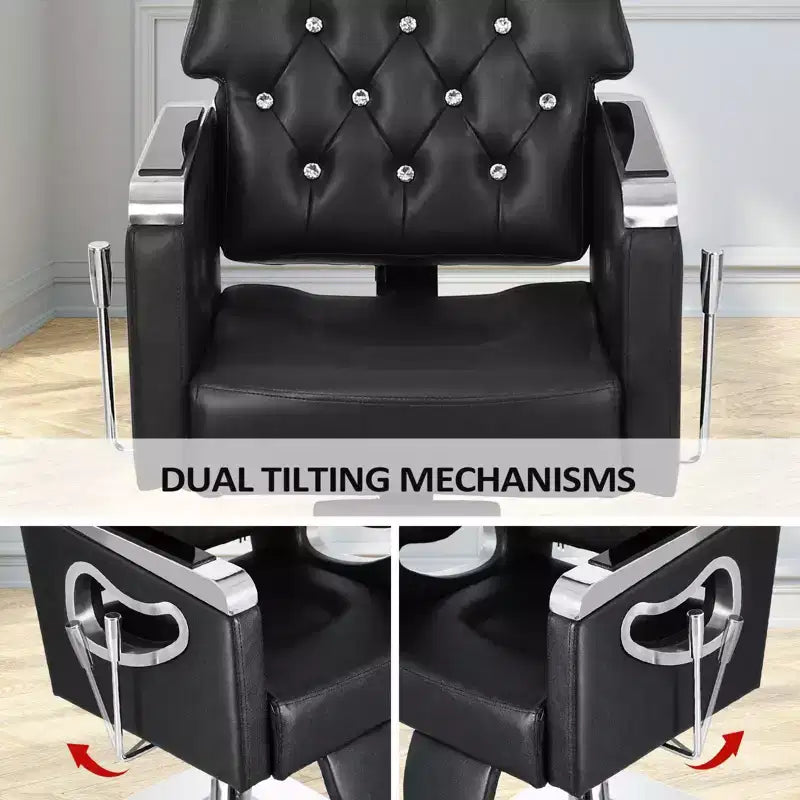 Fauteuil de coiffure inclinable multi-usage robuste avec appui-tête marron