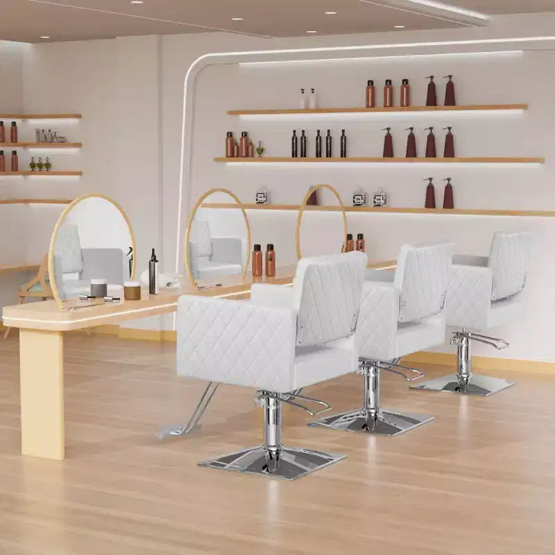 Fauteuil de salon de coiffure professionnel marron avec siège large et hydraulique robuste