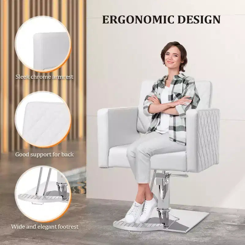 Fauteuil de salon de coiffure professionnel marron avec siège large et hydraulique robuste