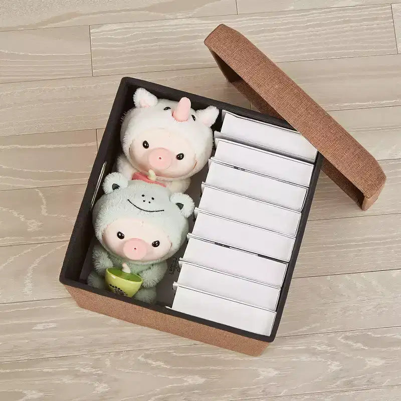Banc coffre de rangement pliable, bout de lit en tissu de lin, repose-pieds avec siège rembourré, grand pouf pour chambre ou salon