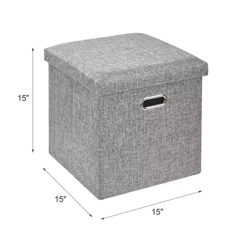 Banc coffre de rangement pliable, bout de lit en tissu de lin, repose-pieds avec siège rembourré, grand pouf pour chambre ou salon