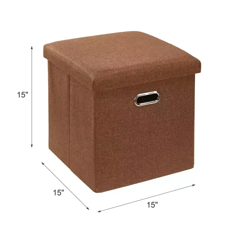 Banc coffre de rangement pliable, bout de lit en tissu de lin, repose-pieds avec siège rembourré, grand pouf pour chambre ou salon