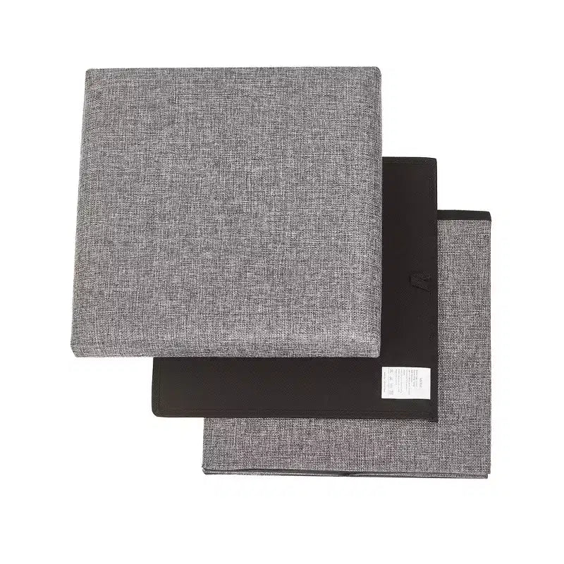 Banc coffre de rangement pliable, bout de lit en tissu de lin, repose-pieds avec siège rembourré, grand pouf pour chambre ou salon