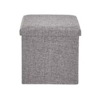 Banc coffre de rangement pliable, bout de lit en tissu de lin, repose-pieds avec siège rembourré, grand pouf pour chambre ou salon