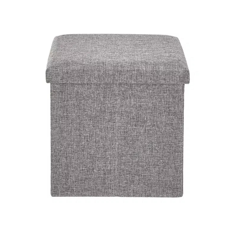 Banc coffre de rangement pliable, bout de lit en tissu de lin, repose-pieds avec siège rembourré, grand pouf pour chambre ou salon