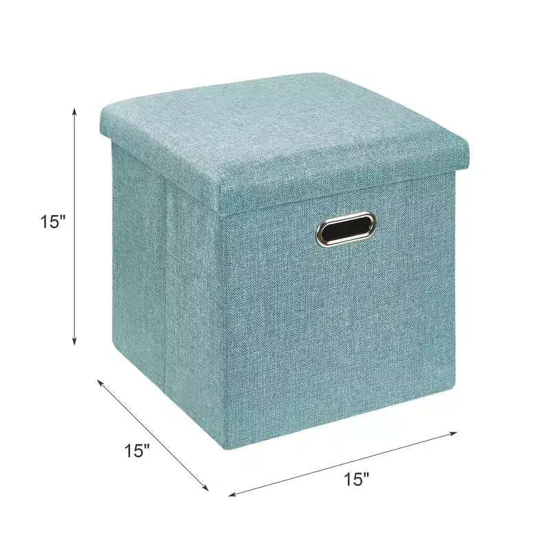 Banc coffre de rangement pliable, bout de lit en tissu de lin, repose-pieds avec siège rembourré, grand pouf pour chambre ou salon