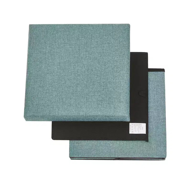 Banc coffre de rangement pliable, bout de lit en tissu de lin, repose-pieds avec siège rembourré, grand pouf pour chambre ou salon