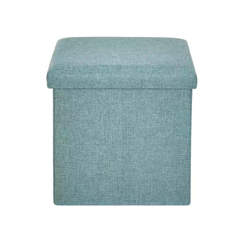 Banc coffre de rangement pliable, bout de lit en tissu de lin, repose-pieds avec siège rembourré, grand pouf pour chambre ou salon