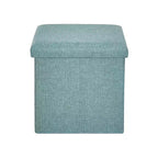 Banc coffre de rangement pliable, bout de lit en tissu de lin, repose-pieds avec siège rembourré, grand pouf pour chambre ou salon