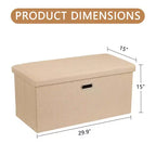 Banc coffre de rangement pliable, bout de lit en tissu de lin, repose-pieds avec siège rembourré, grand pouf pour chambre ou salon