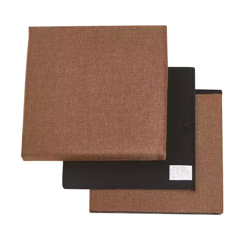 Banc coffre de rangement pliable, bout de lit en tissu de lin, repose-pieds avec siège rembourré, grand pouf pour chambre ou salon