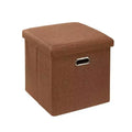 Banc coffre de rangement pliable, bout de lit en tissu de lin, repose-pieds avec siège rembourré, grand pouf pour chambre ou salon