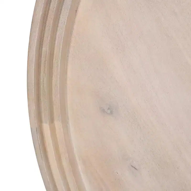 Table basse ronde avec plateau, bois de manguier blanchi fait main, 76 cm