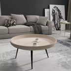 Table basse ronde avec plateau, bois de manguier blanchi fait main, 76 cm
