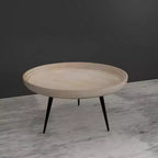 Table basse ronde avec plateau, bois de manguier blanchi fait main, 76 cm
