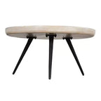 Table basse ronde avec plateau, bois de manguier blanchi fait main, 76 cm