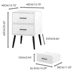 Table de chevet à 2 tiroirs avec pieds et poignées en métal, table de chevet moderne blanche, petite table d'appoint pour chambre, salon ou appartement