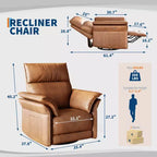 Fauteuil inclinable en cuir PU pour salon - Fauteuil à bascule pivotant à 270°, inclinaison réglable, accoudoirs double couche, canapé individuel grand et confortable