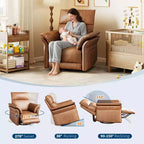 Fauteuil inclinable en cuir PU pour salon - Fauteuil à bascule pivotant à 270°, inclinaison réglable, accoudoirs double couche, canapé individuel grand et confortable