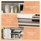 Meuble TV pour téléviseurs de 75 pouces, meuble TV de style rustique avec portes coulissantes et armoires de rangement, console TV moderne pour salon et chambre