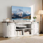 Meuble TV pour téléviseurs de 75 pouces, meuble TV de style rustique avec portes coulissantes et armoires de rangement, console TV moderne pour salon et chambre