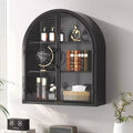 Bekrvio No Assembly Wall Cabinet Over Toilet,Arched Metal Bathroom Storage Cabinet with Glass Doors,Wall Mount Medicine Cabinet Organizer