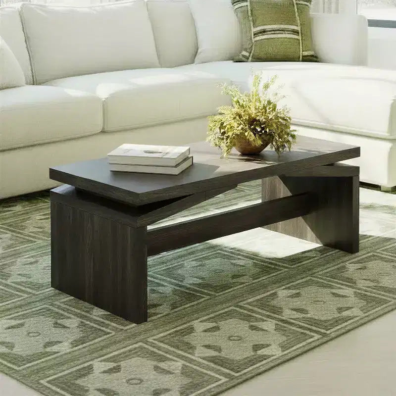 Table basse moderne à plateau fendu, facile à assembler