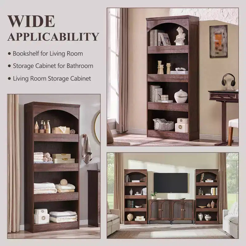 Meuble de rangement haut de salle de bain avec arche de 76 po, rangement en bois à 4 niveaux avec tiroir inférieur à verrouillage magnétique et 3 tiroirs cachés pour salle de bain, buanderie
