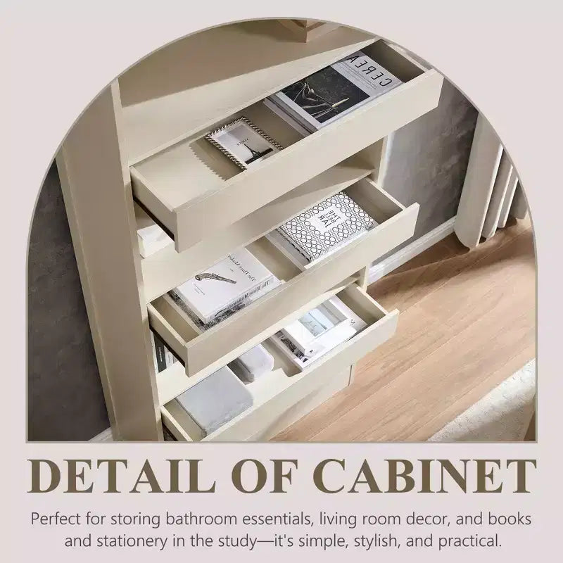 Meuble de rangement haut de salle de bain avec arche de 76 po, rangement en bois à 4 niveaux avec tiroir inférieur à verrouillage magnétique et 3 tiroirs cachés pour salle de bain, buanderie