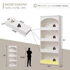 Meuble de rangement haut de salle de bain avec arche de 76 po, rangement en bois à 4 niveaux avec tiroir inférieur à verrouillage magnétique et 3 tiroirs cachés pour salle de bain, buanderie