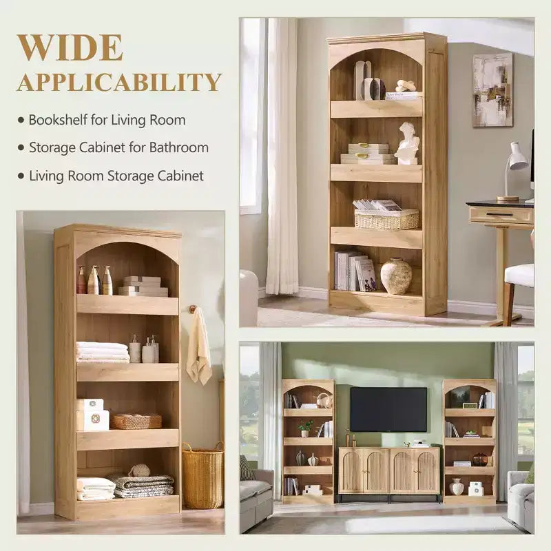 Meuble de rangement haut de salle de bain avec arche de 76 po, rangement en bois à 4 niveaux avec tiroir inférieur à verrouillage magnétique et 3 tiroirs cachés pour salle de bain, buanderie