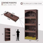 Meuble de rangement haut de salle de bain avec arche de 76 po, rangement en bois à 4 niveaux avec tiroir inférieur à verrouillage magnétique et 3 tiroirs cachés pour salle de bain, buanderie