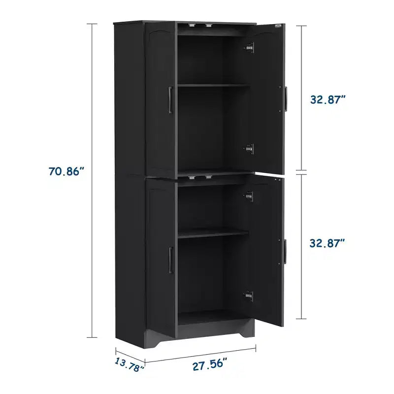 Meuble de cuisine de style campagnard, Armoire autoportante, Étagères réglables, 4 portes, pour Salon