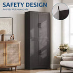 Meuble de cuisine de style campagnard, Armoire autoportante, Étagères réglables, 4 portes, pour Salon