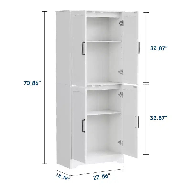 Meuble de cuisine de style campagnard, Armoire autoportante, Étagères réglables, 4 portes, pour Salon